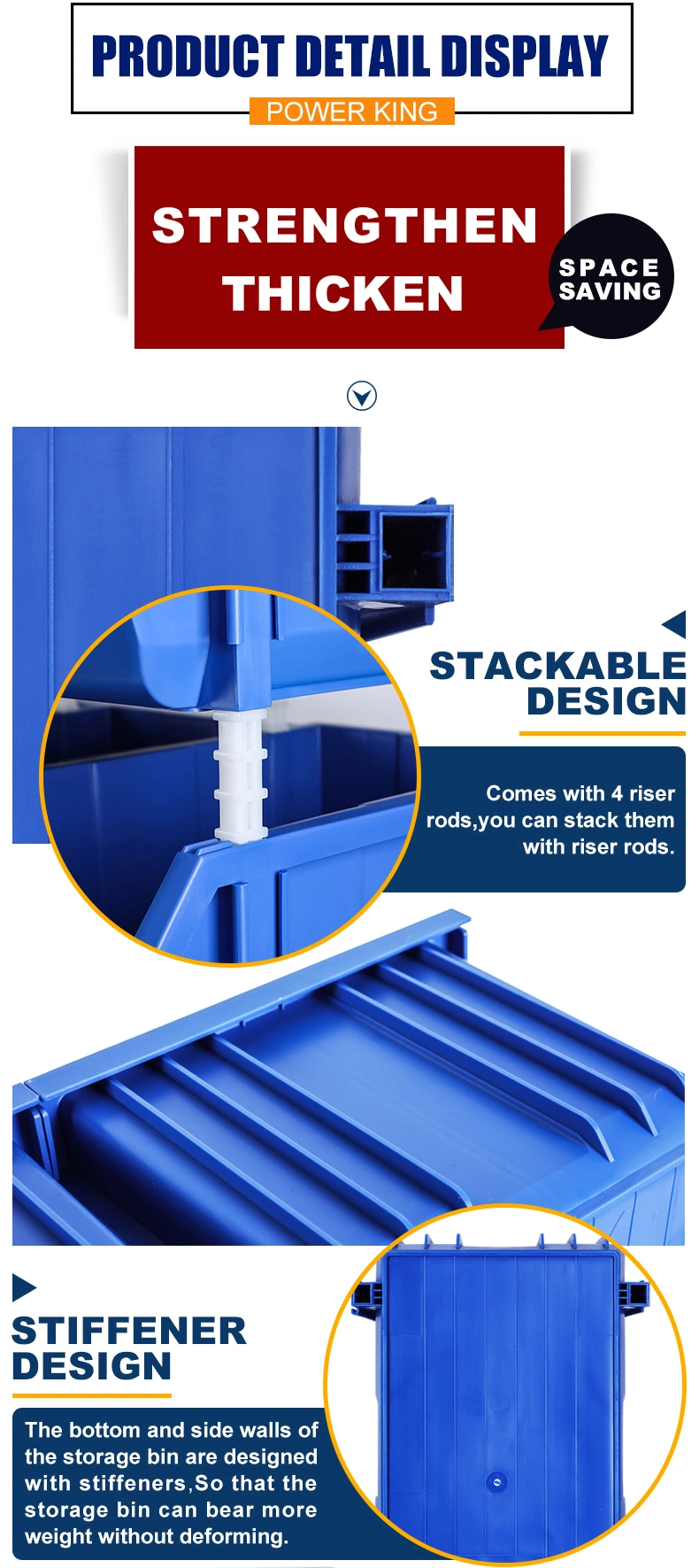 Warehouse Nut and Bolt Storage Pick Bins and Hardware Plastic Stackable Storage Bins for Industrial