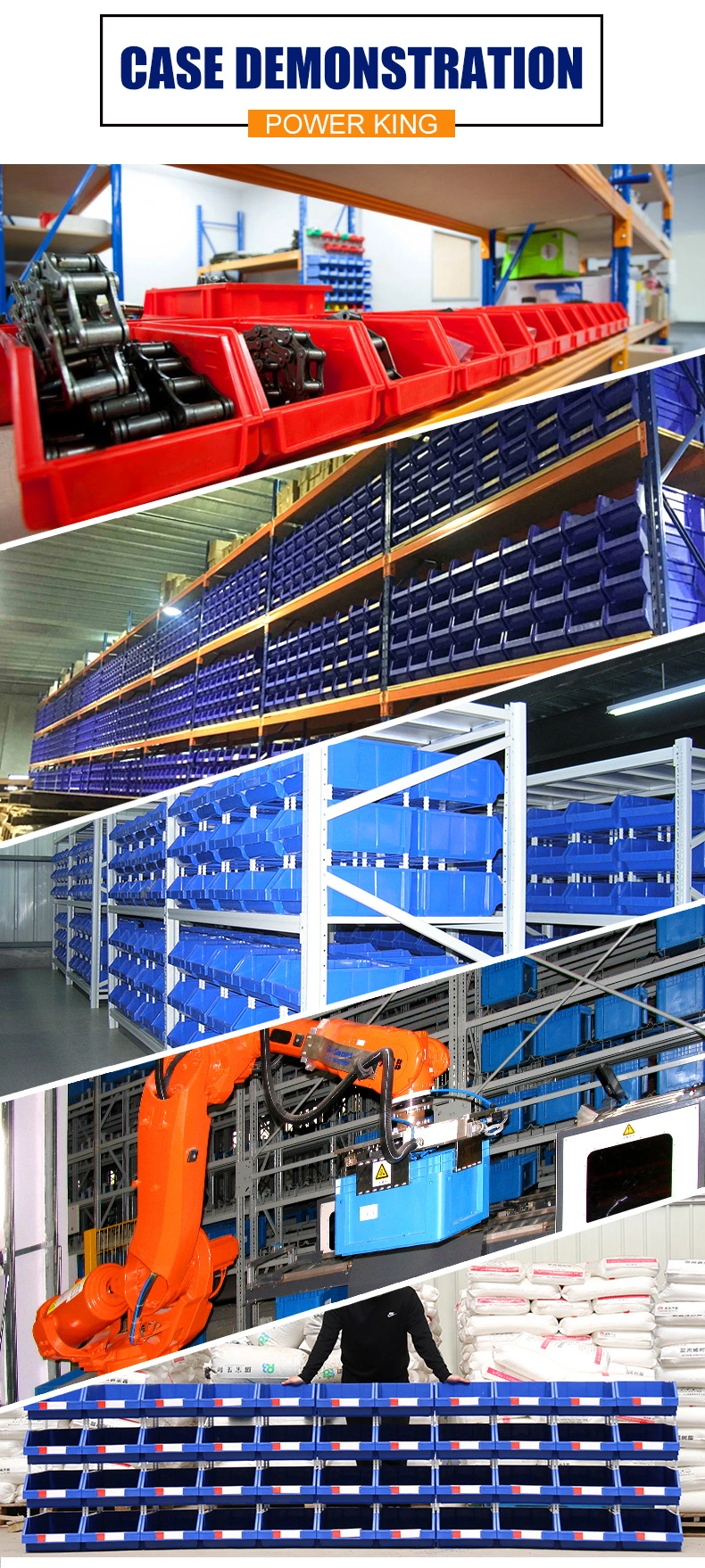 Stackable Storage Picking Boxes Hardware Storage Bins for Industrial Warehouse/Garage Tool Parts