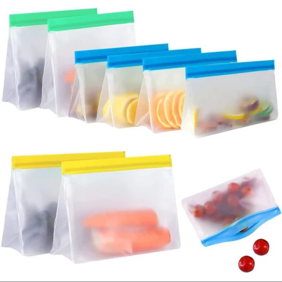 Custom Food Grade Eco-Friendly Reusable Freezer Fruit Sandwich Snack Bag Plastic Ziplock PEVA Food Storage Bag