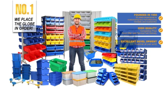 Cheap Price Quick-Pick Plastic Stackable Storage Bins for Warehouse Tool Parts Storage